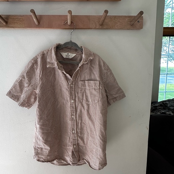 H&M Kids 8-9 Casual Brown Striped Shirt - Picture 1 of 4